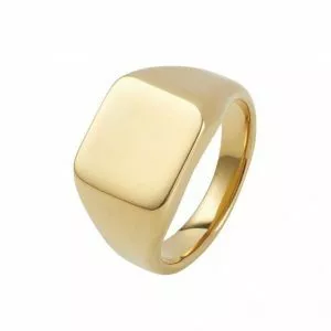 Ion plated 14ct gold polished stainless steel signet ring