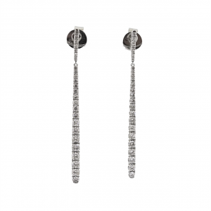 18ct white gold claw cut round brilliant cut diamond drop earrings