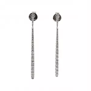 18ct white gold claw cut round brilliant cut diamond drop earrings