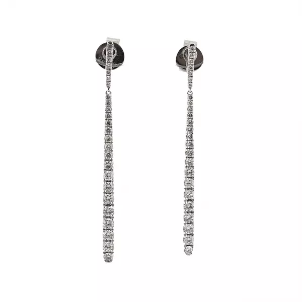 18ct white gold claw cut round brilliant cut diamond drop earrings