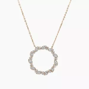 18ct rose gold round diamond circle necklace