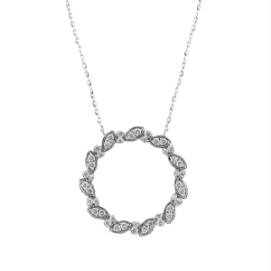 18ct white gold round diamond circle necklace