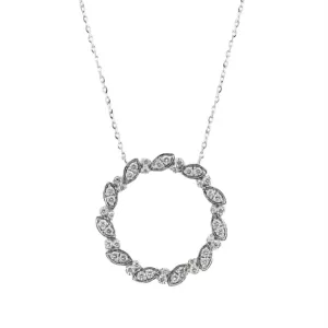 18ct white gold round diamond circle necklace