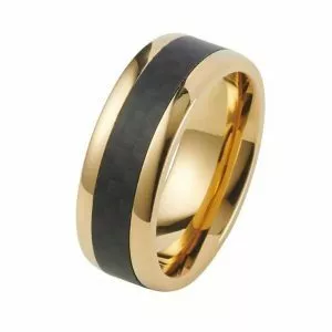 Stainless steel, Ion plated rose gold and carbon fiber dress ring