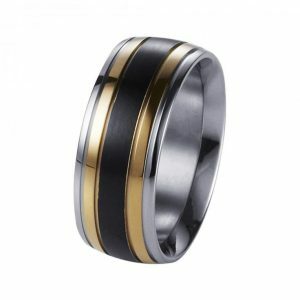 olished stainless steel, ion plated gold and matt IP black ring