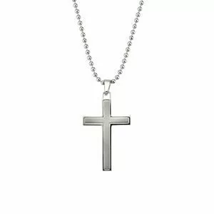 Polished stainless steel cross necklace