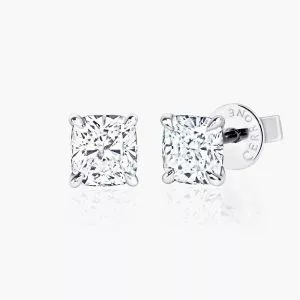 18ct white gold 2= 2.03ct cushion cut diamond stud earrings