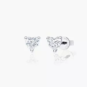 18ct white gold 2=0.62ct heart diamond stud earrings