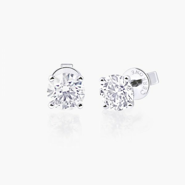 18ct white gold 2=1.21ct round diamond stud earrings