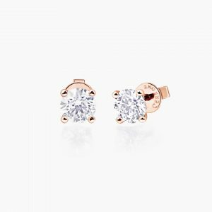 18ct rose gold 2=0.62ct round diamond stud earrings