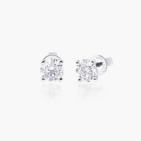 18ct white gold 2=0.60ct round diamond stud earrings