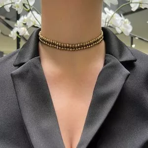 Gold plated hematite choker necklace