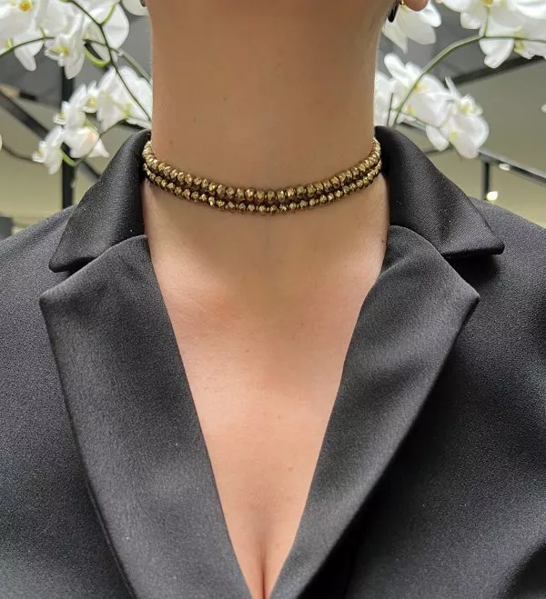 Gold plated hematite choker necklace - Image 4