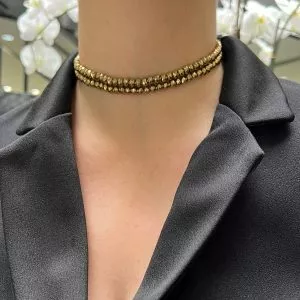 Gold plated hematite choker necklace