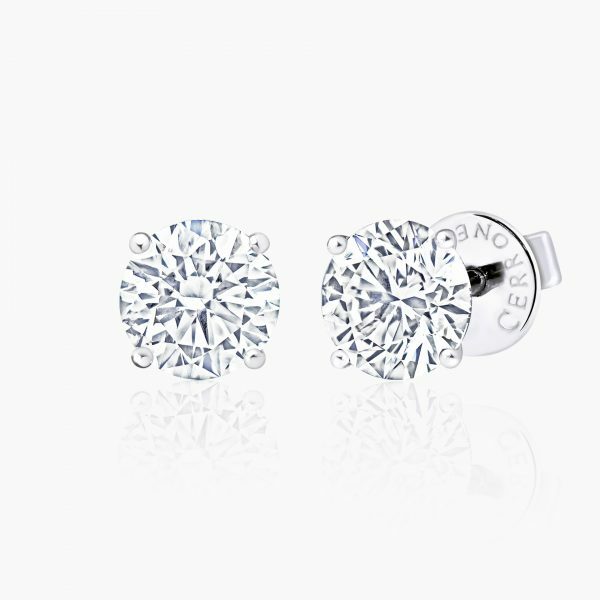 18ct white gold 2=3.00ct diamond stud earrings