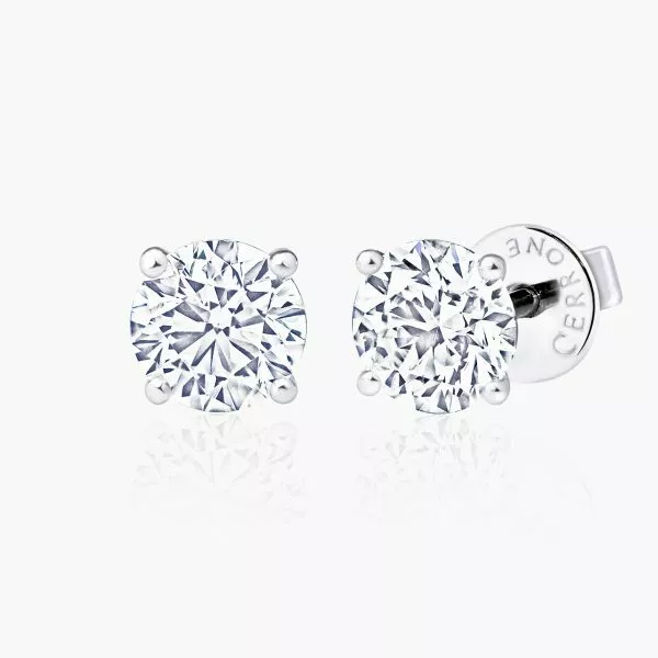 18ct white gold 2=2.01ct diamond stud earrings