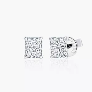 18ct white gold 2=1.53ct Radiant cut diamond stud earrings