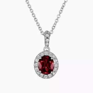 18ct white gold 0.84ct oval Burmese spinel and diamond necklace