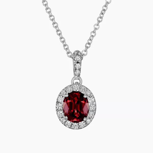 18ct white gold 0.84ct oval Burmese spinel and diamond necklace