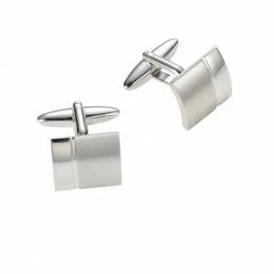 Brushed Rhodium plated square curved Cufflinks