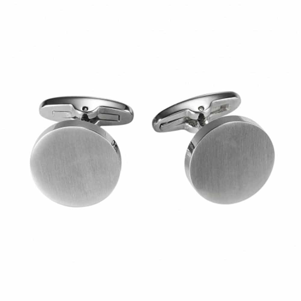 Brushed stainless steel round cufflinks | Cerrone Jewellers