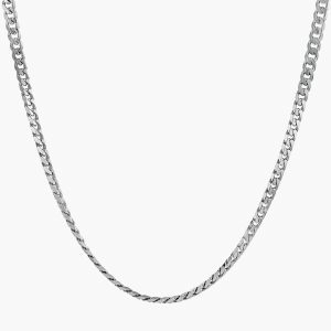 18ct white gold 50cm flat curb link chain