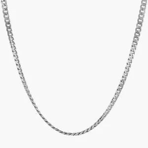 18ct white gold 50cm flat curb link chain