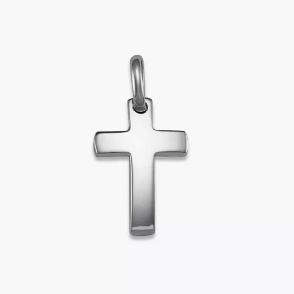 18ct white gold plain cross pendant 2cm
