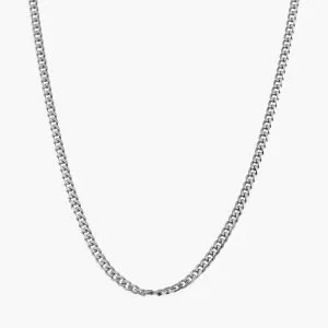 18ct white gold 50cm flat curb link chain