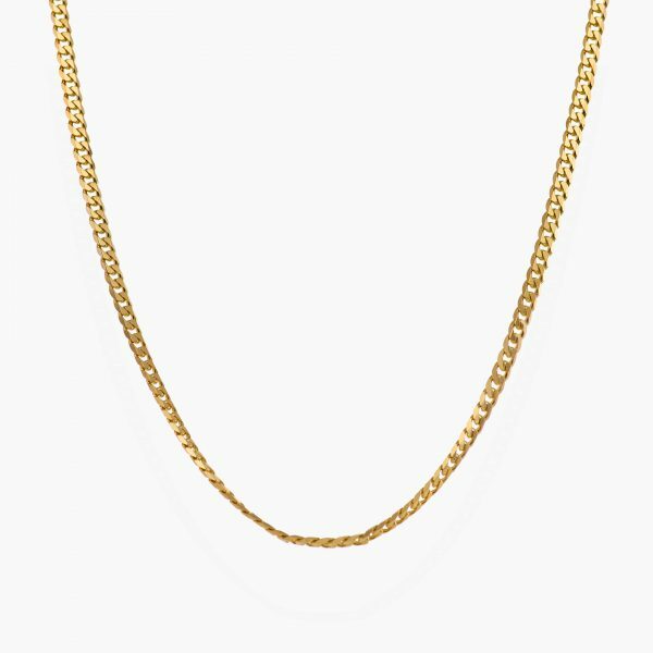 18ct yellow gold 50cm flat curb link chain.