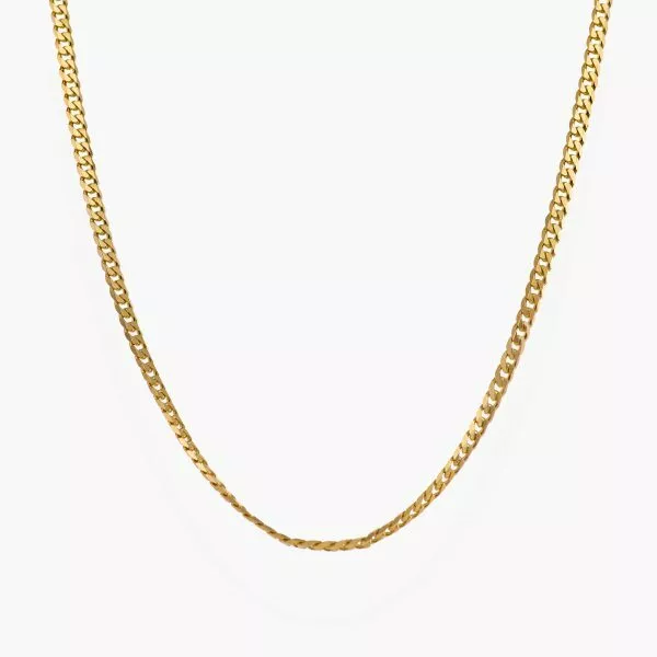 18ct yellow gold 50cm flat curb link chain.