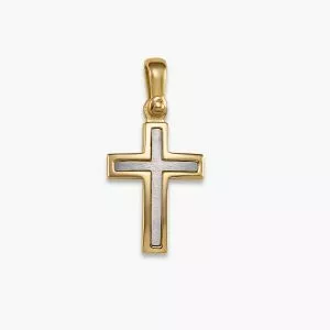 18ct yellow and white gold cross pendant 20mm