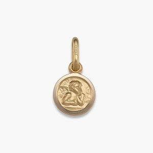 18ct yellow gold small angel medal pendant 9mm