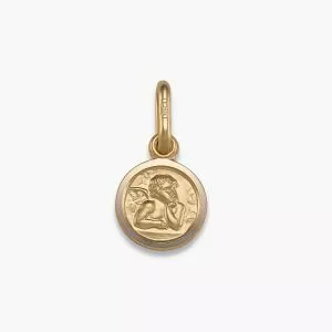 18ct yellow gold small angel medal pendant 9mm