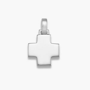 18ct white gold plain cross pendant