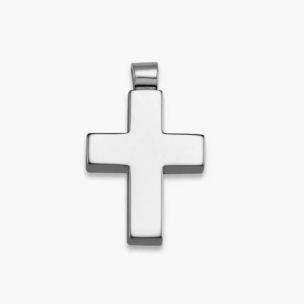 18ct white gold plain cross pendant