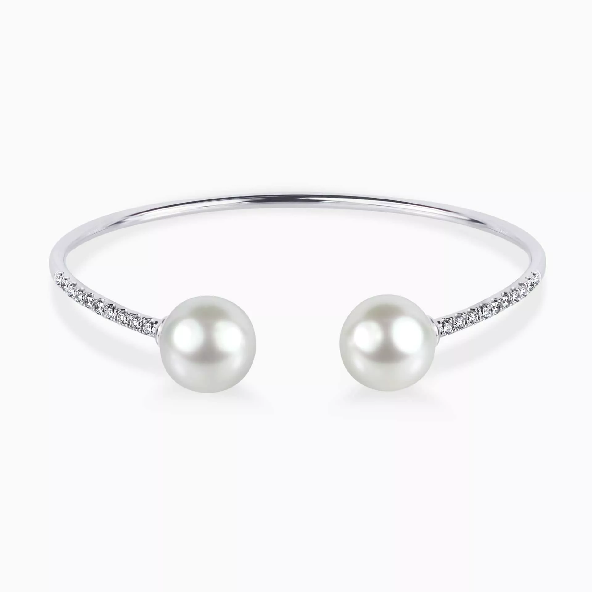 18ct white gold diamond and pearl bangle Cerrone Jewellers