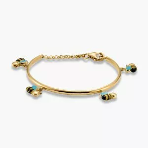 18ct yellow gold baby bumble bee bangle