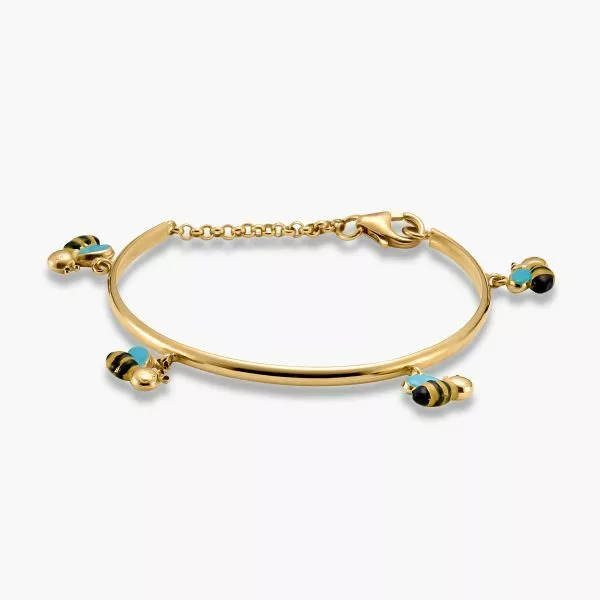 18ct yellow gold baby bumble bee bangle