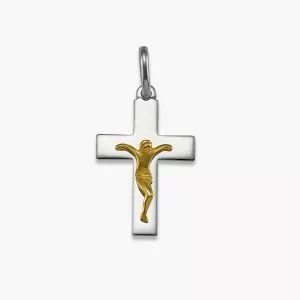 18ct white and yellow gold jesus crucifix pendant