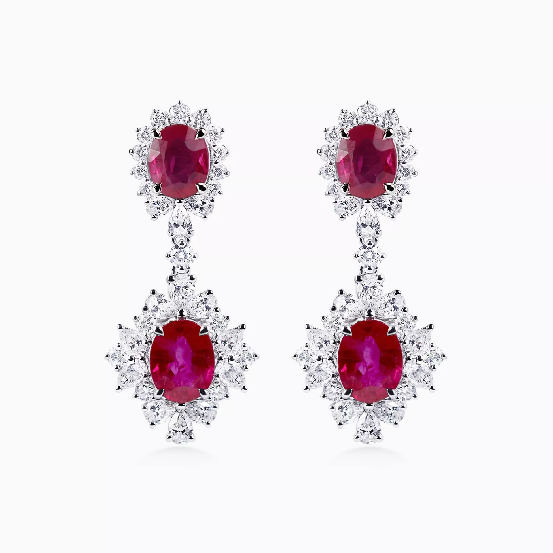 White gold hotsell and ruby earrings