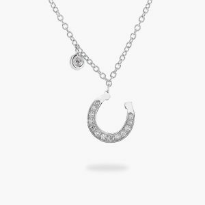 18ct White Gold Diamond Horseshoe Necklace