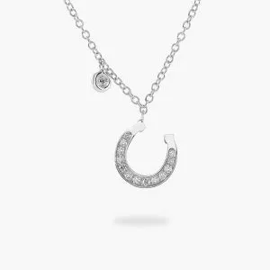 18ct White Gold Diamond Horseshoe Necklace