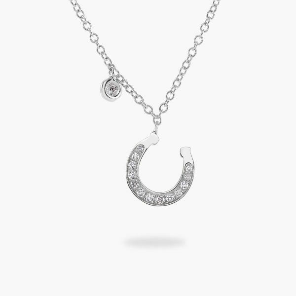 18ct White Gold Diamond Horseshoe Necklace