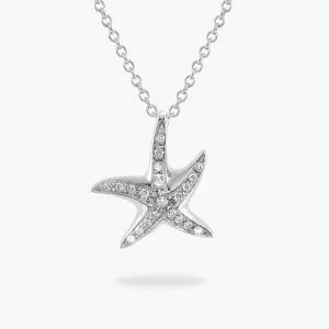 18ct White Gold Diamond Star Fish Necklace