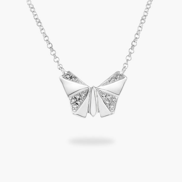 18ct white gold diamond butterfly necklace