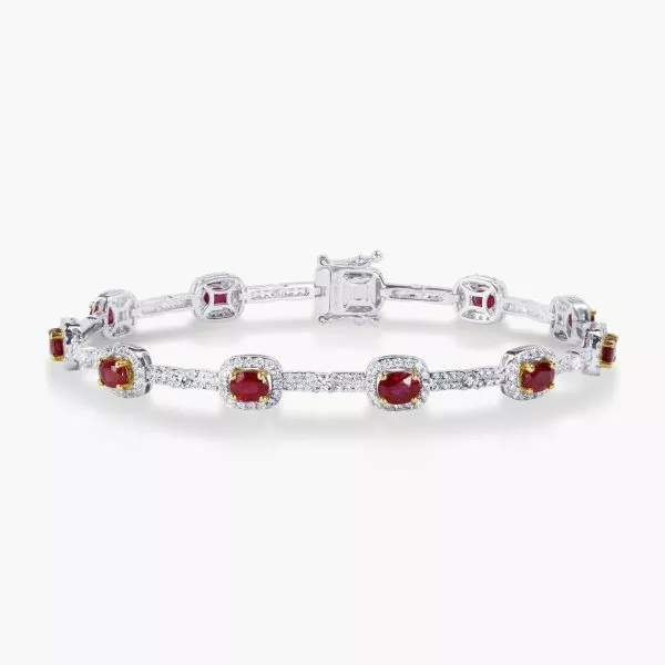 18ct white & yellow gold ruby & diamond bracelet