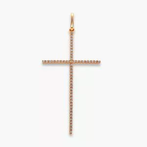 18ct rose gold diamond claw set cross pendant