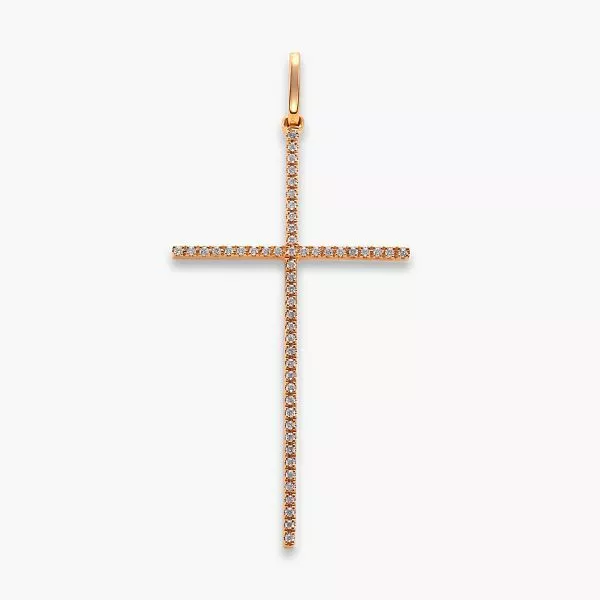 18ct rose gold diamond claw set cross pendant