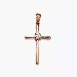18ct rose gold diamond cross pendant